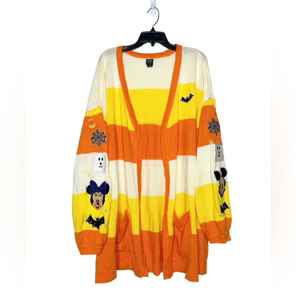 Disney Mickey Mouse Halloween Candy Corn Stripe Open Cardigan - Picture 2 of 7